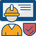 Silhouette avec casque de chantier et certification pour les missions HSE